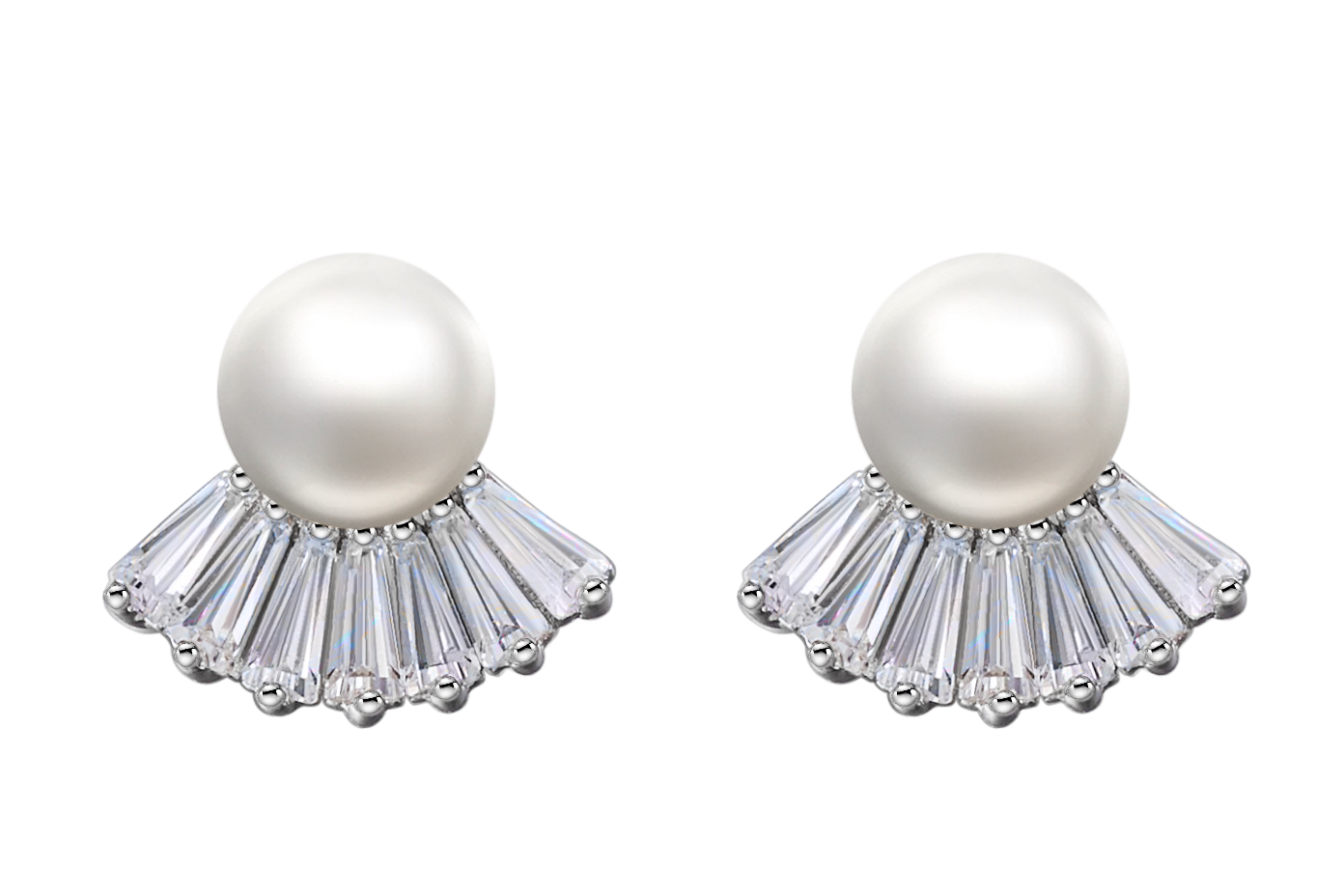 Sterling silver stylish pearl with cubic crystal earring - CDE Jewelry Egypt