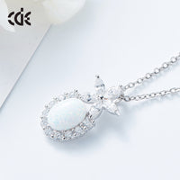 Sterling silver cute flower with an opal stone necklace - CDE Jewelry Egypt