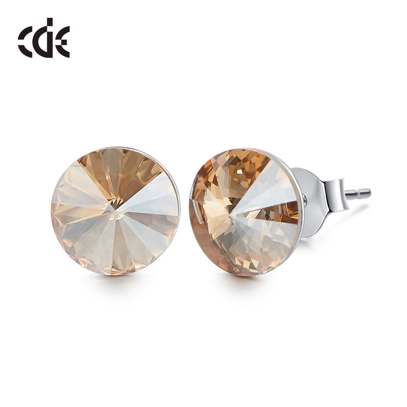 Sterling silver simple one crystal earring - CDE Jewelry Egypt