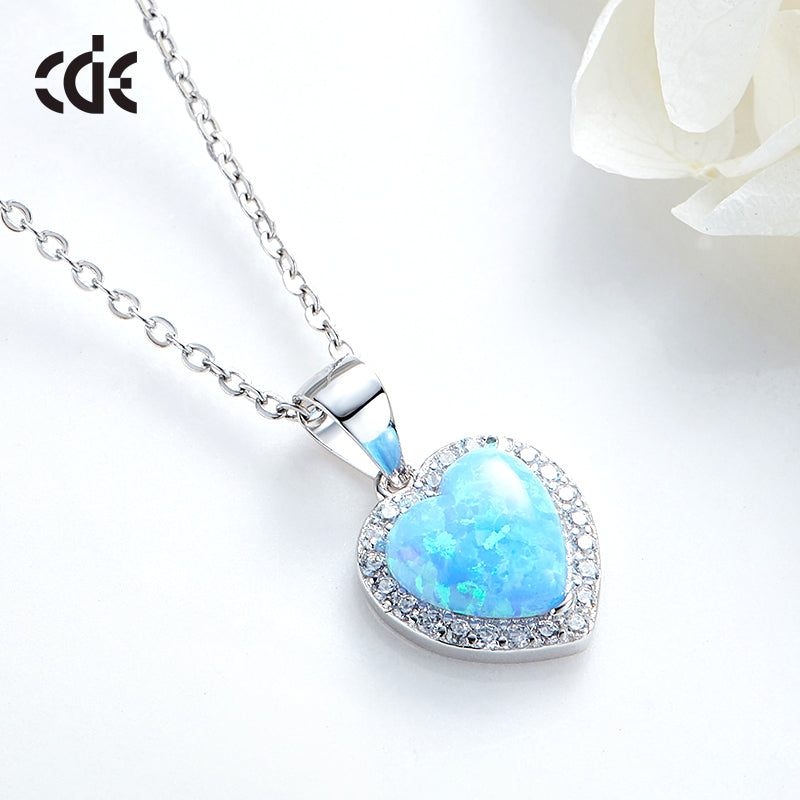 Sterling silver blue opal heart necklace - CDE Jewelry Egypt