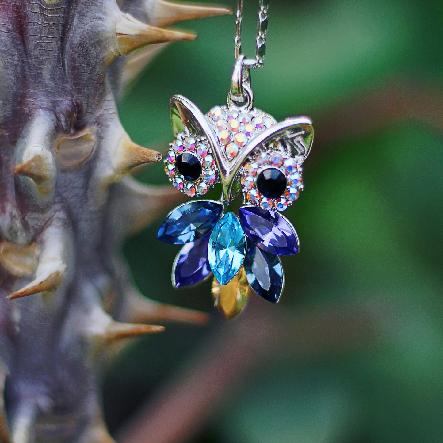 Multicolor Crystal Owl Necklace
