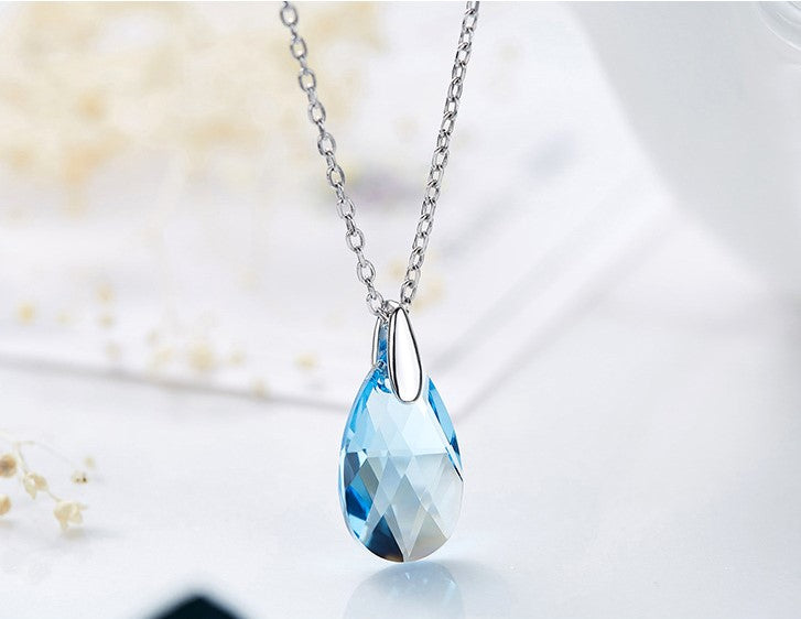 Sterling silver black diamond drop necklace - CDE Jewelry Egypt