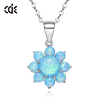 Sterling silver white opal flower necklace - CDE Jewelry Egypt