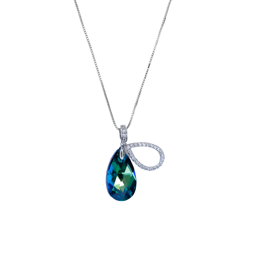 The Eyedrop sapphire crystal plated platinum necklace