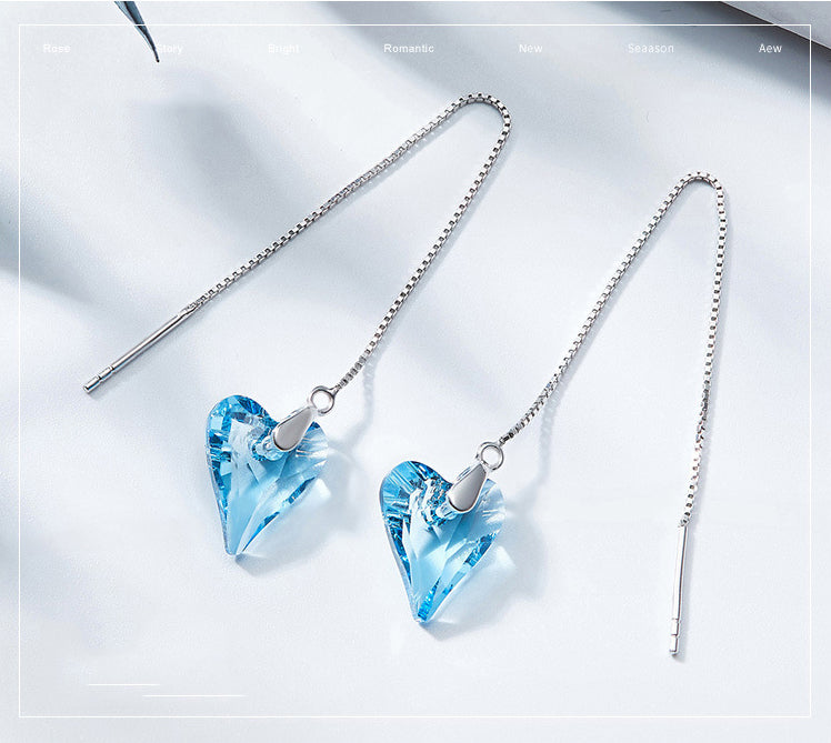Sterling silver blue topaz dangling hearts earring - CDE Jewelry Egypt