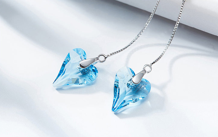 Sterling silver blue topaz dangling hearts earring - CDE Jewelry Egypt