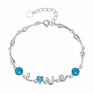 Sterling silver blue topaz LOVE bracelet - CDE Jewelry Egypt