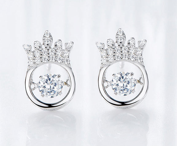 Sterling silver crown dancing crystal earring - CDE Jewelry Egypt