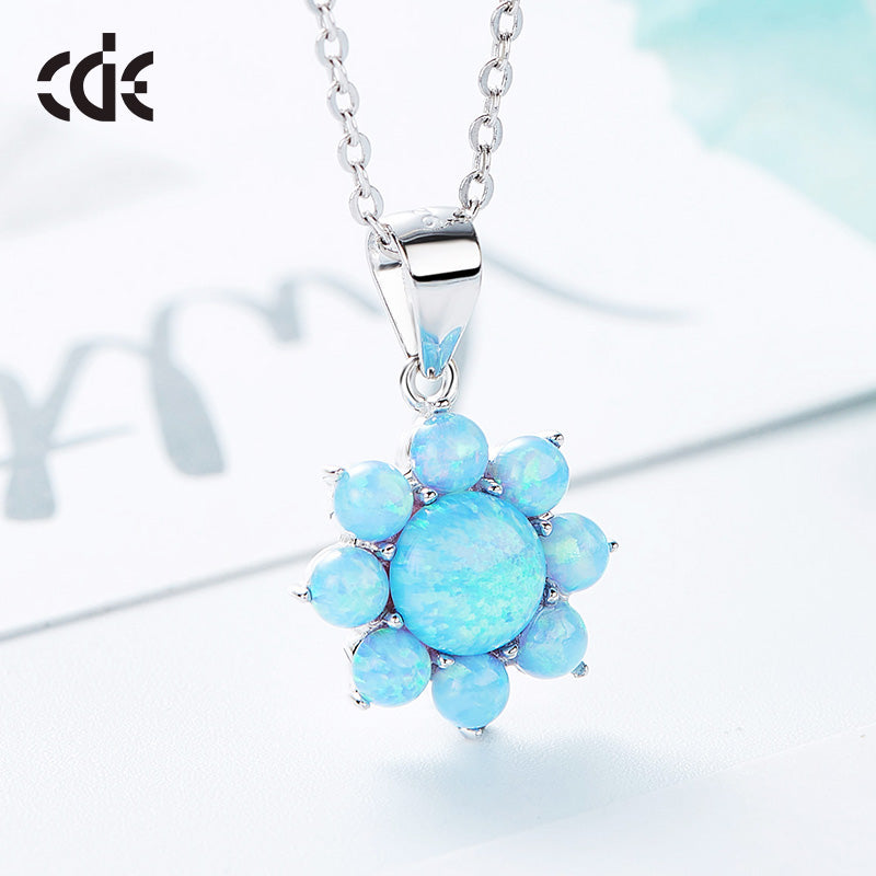 Sterling silver white opal flower necklace - CDE Jewelry Egypt