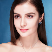 Sterling silver blue topaz heart with a bow earring - CDE Jewelry Egypt