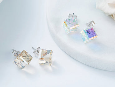 Sterling silver fancy cubic crystal earring - CDE Jewelry Egypt