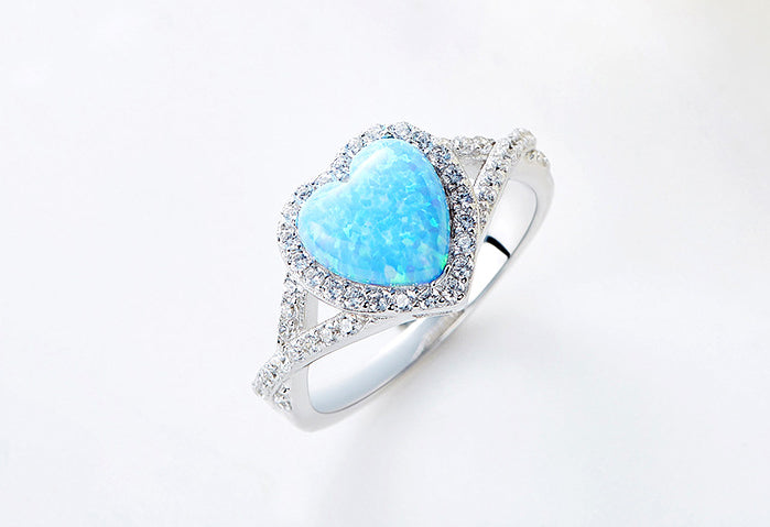 Sterling silver cute opal hearts ring - CDE Jewelry Egypt