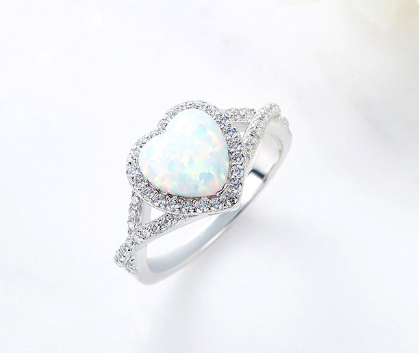 Sterling silver cute opal hearts ring - CDE Jewelry Egypt
