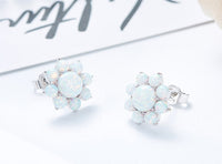 Sterling silver blue opal flower earring - CDE Jewelry Egypt