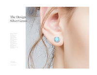 Sterling silver elegant blue opal circular earring - CDE Jewelry Egypt