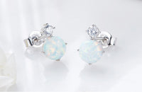 Sterling silver opal with a little crystal earring - CDE Jewelry Egypt