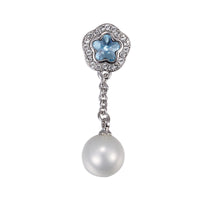 The elegant  blue topaz star with hanged pearl earring - CDE Jewelry Egypt