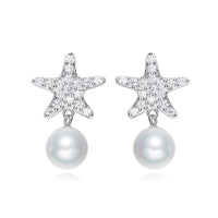 Sterling silver cute shining star with a pearl earring - CDE Jewelry Egypt