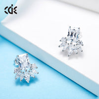 Sterling silver elegant white crystal with leafs earring - CDE Jewelry Egypt