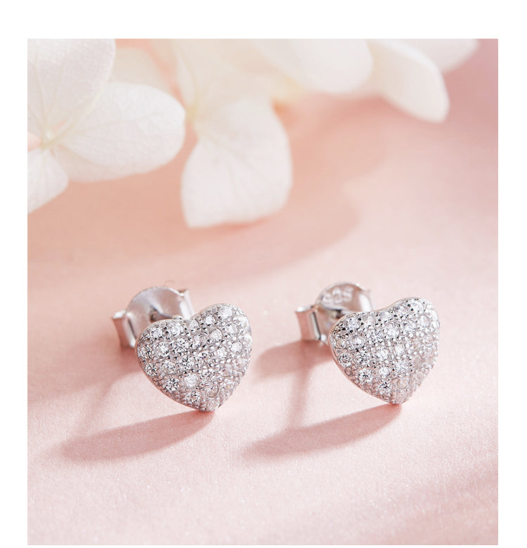 Sterling silver cute little shining hearts earring - CDE Jewelry Egypt
