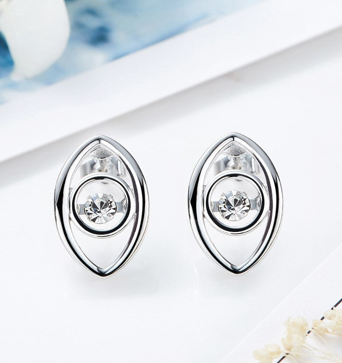 Sterling silver stylish eye with a dancing crystal earring - CDE Jewelry Egypt