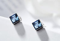 Sterling silver simple dark blue cubic crystal earring - CDE Jewelry Egypt