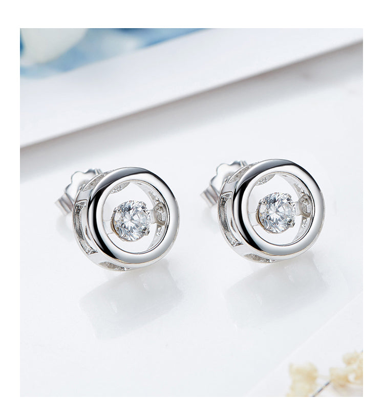 Sterling silver elegant circular dancing crystal earring - CDE Jewelry Egypt