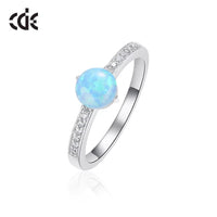 Sterling silver elegant blue opal with little crystals ring - CDE Jewelry Egypt