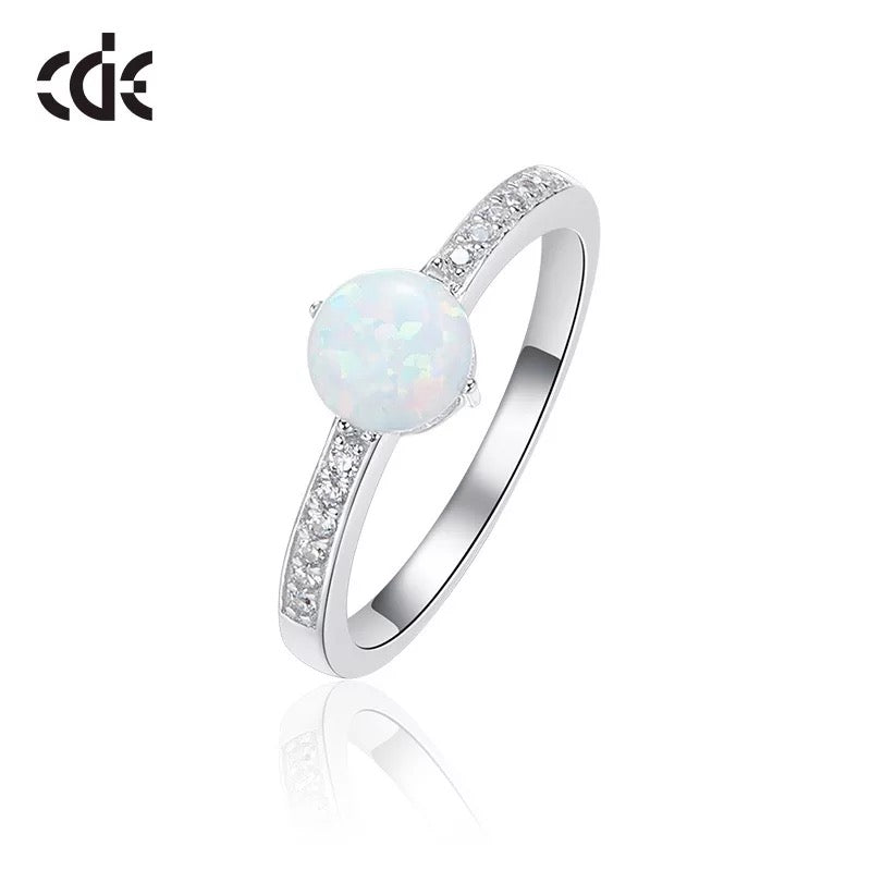 Sterling silver elegant blue opal with little crystals ring - CDE Jewelry Egypt