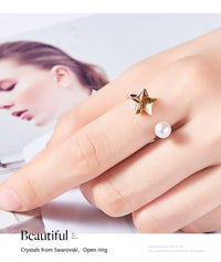 The cute sapphire star with a pearl ring - CDE Jewelry Egypt