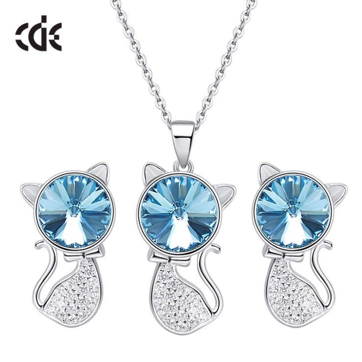 Sterling silver cute blue topaz crystals set - CDE Jewelry Egypt