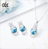 Sterling silver cute blue topaz crystals set - CDE Jewelry Egypt