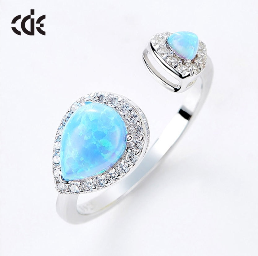 Sterling silver open blue opal stones ring - CDE Jewelry Egypt