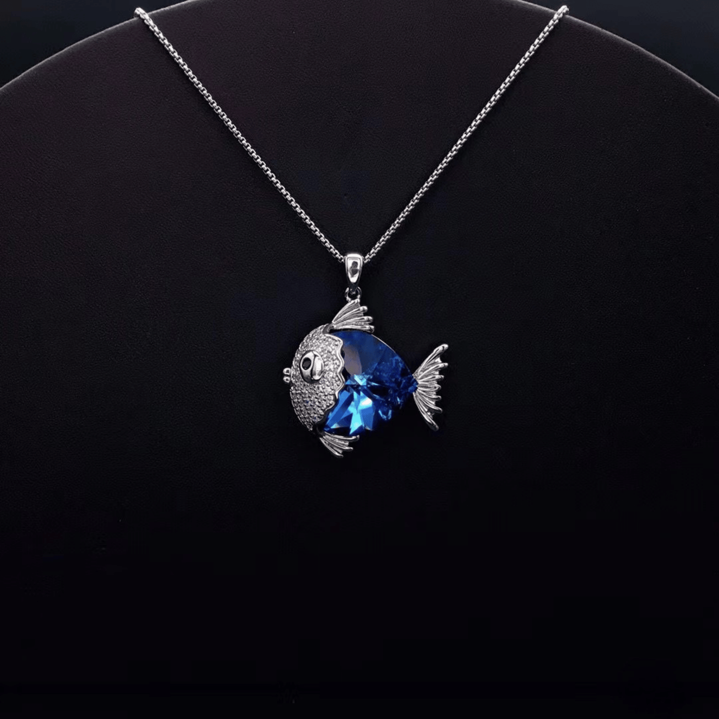 The Cute Fish Sapphire Swarovski crystal Necklace
