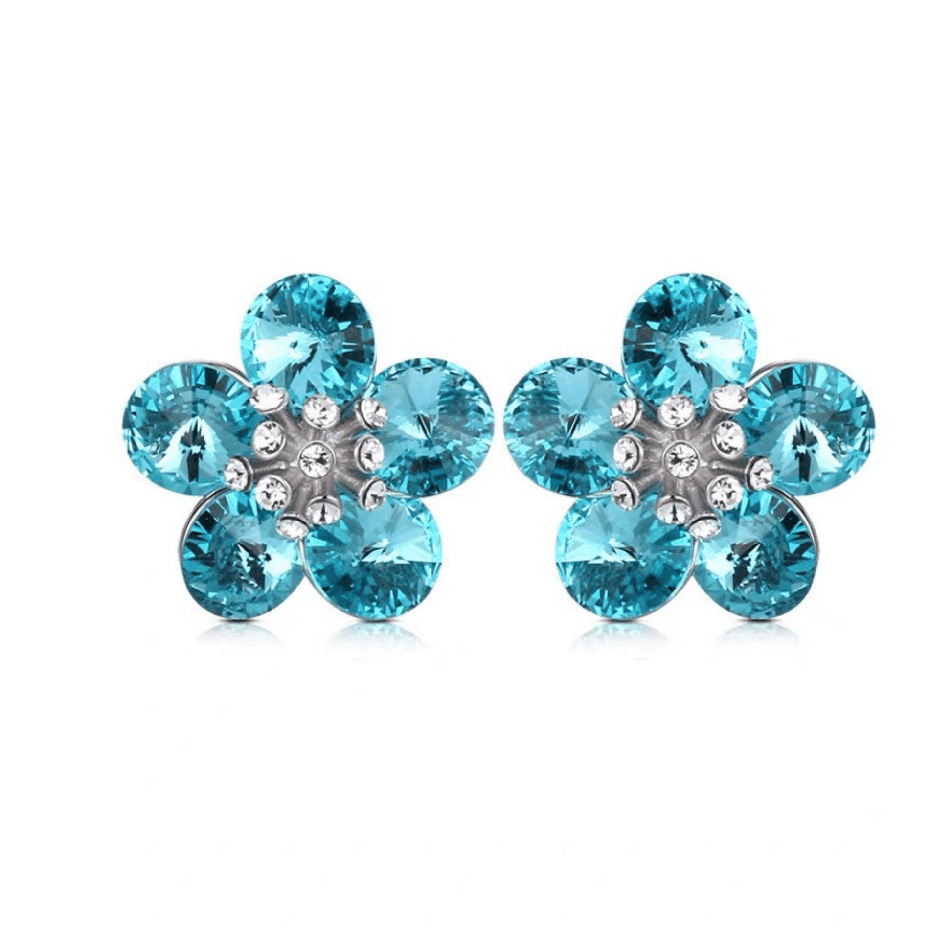 Teal swarovski 2025 crystal earrings