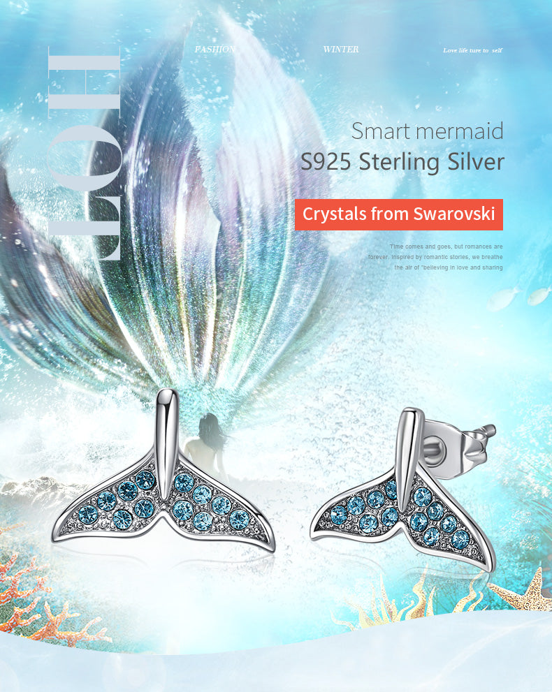 Sterling silver shining fish tail earring - CDE Jewelry Egypt