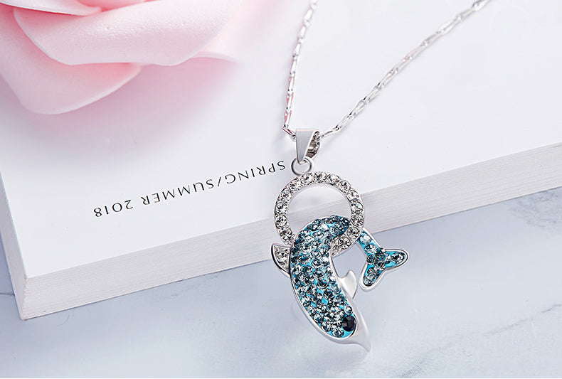 Sterling silver jumping dolphin necklace - CDE Jewelry Egypt