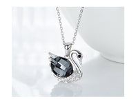 Sterling silver elegant black diamond swan necklace - CDE Jewelry Egypt