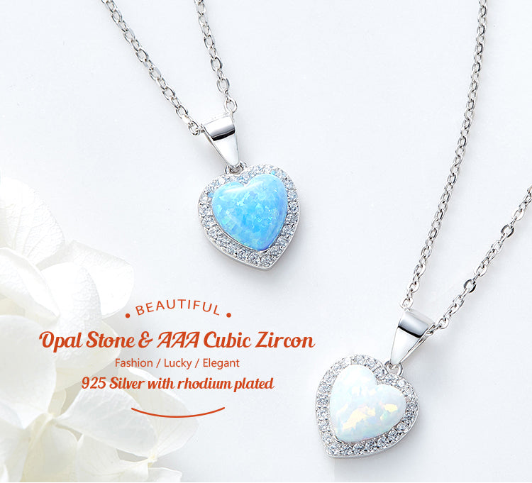 Sterling silver blue opal heart necklace - CDE Jewelry Egypt