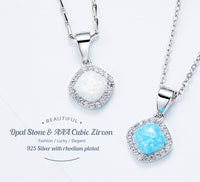 Sterling silver elegant rhombus shape opal necklace - CDE Jewelry Egypt