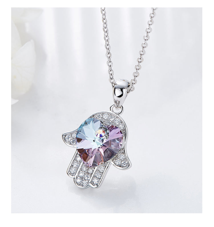 Sterling silver cute shining sapphire hand necklace - CDE Jewelry Egypt