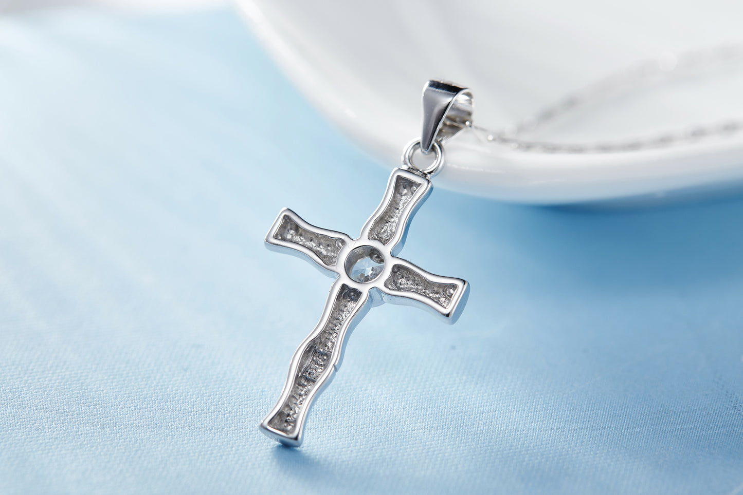 Sterling silver bamboo looking cross - CDE Jewelry Egypt