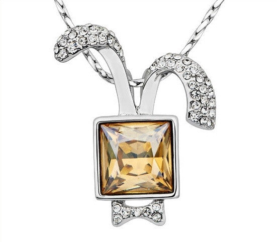 The cute square citrine rabbit necklace - CDE Jewelry Egypt