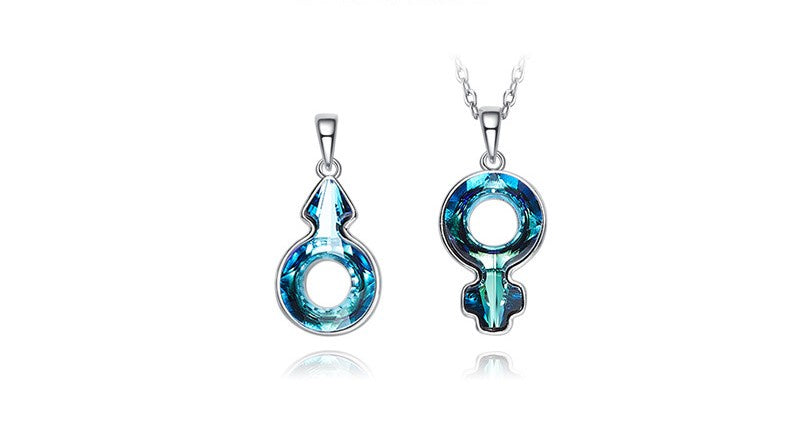 Sterling silver male & female aquamarine sign necklaces - CDE Jewelry Egypt