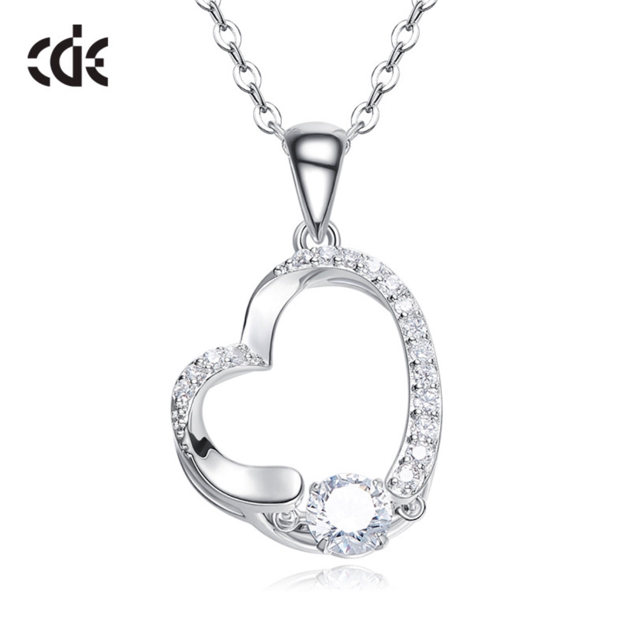 Sterling silver heart dancing crystal necklace - CDE Jewelry Egypt