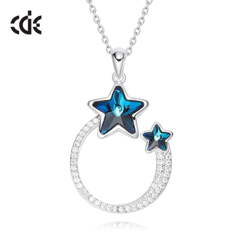 The circular two sapphire stars necklace - CDE Jewelry Egypt