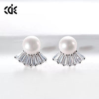 Sterling silver stylish pearl with cubic crystal earring - CDE Jewelry Egypt