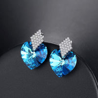 The Swarovski Sapphire Crystal big Heart Earrings
