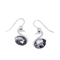 Sterling silver elegant black diamond swan earring - CDE Jewelry Egypt