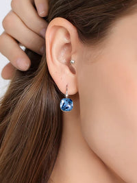 Hock earrings with blue Topaz Swarovski Crystal